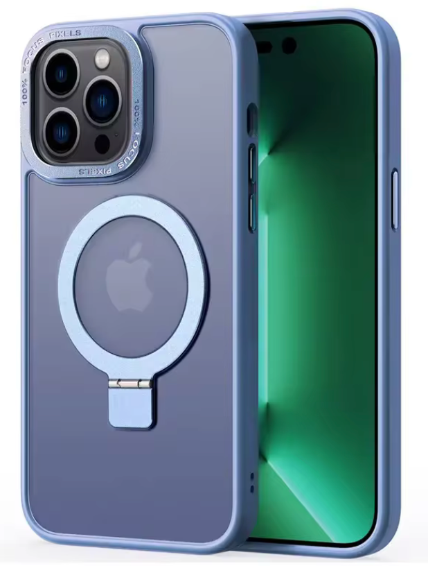 coques ANTICHOC MAGSAFE BEQUILLE MAGNETIQUE EN METAL bleu ciel matt