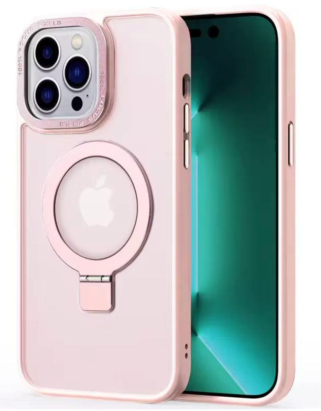 coques ANTICHOC MAGSAFE BEQUILLE MAGNETIQUE EN METAL rose matt