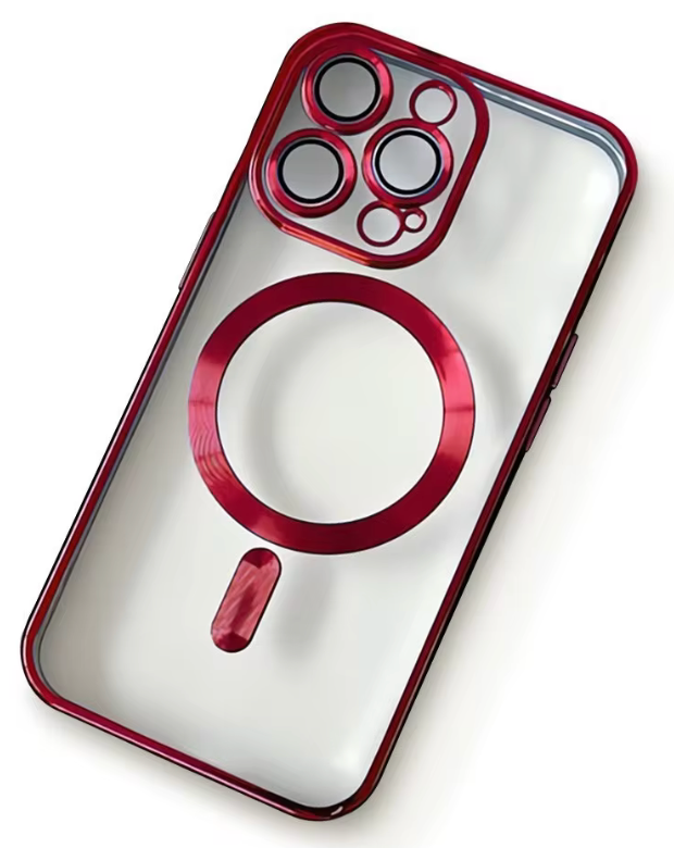 coques MAGSAFE ÉTUI MAGNETIQUE TRANSPARENT rouge